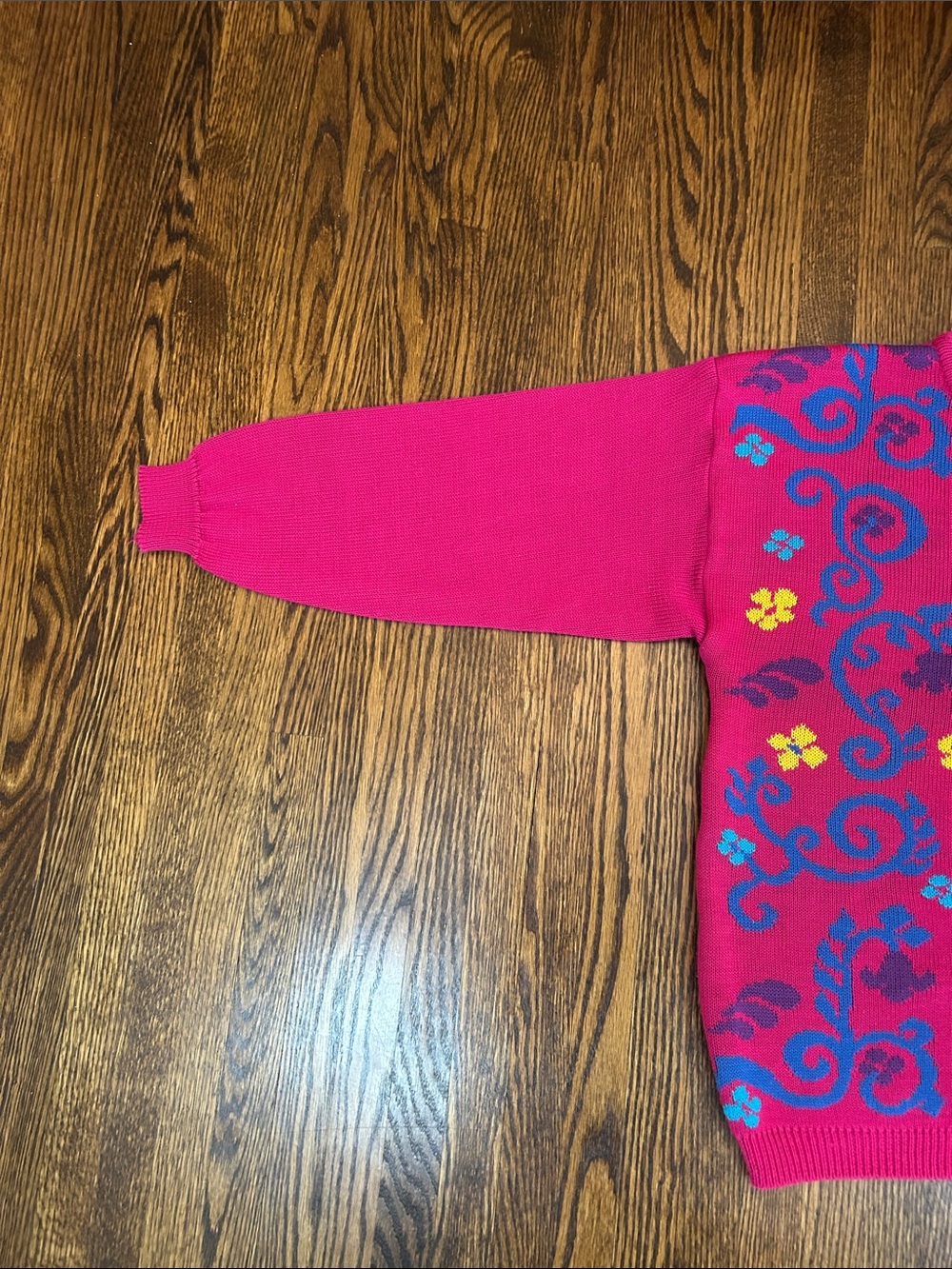 Vintage 90s Floral Knit Cardigan Sweater - Picture 6 of 9